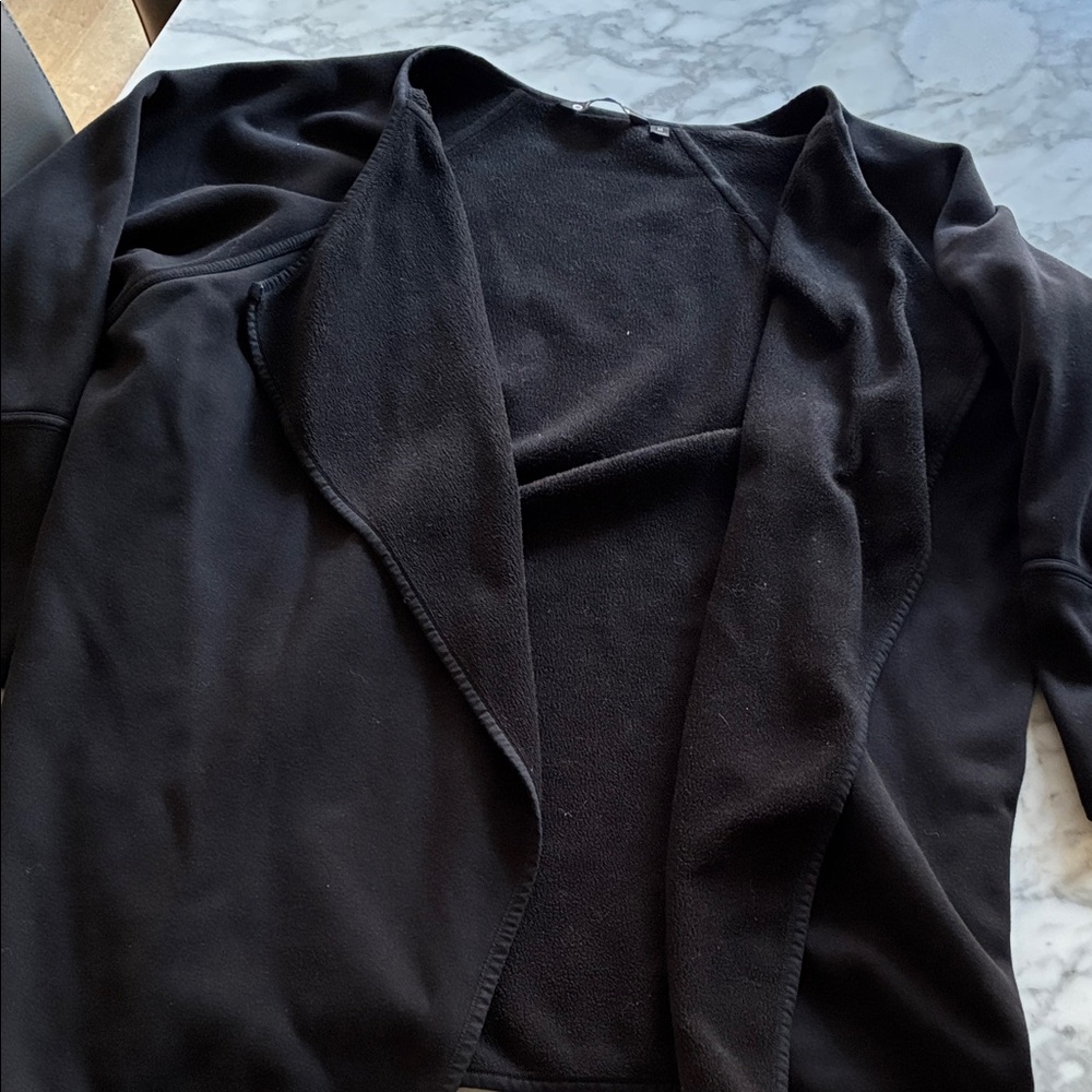 Athleta Black Open-Front Fleece Jacket